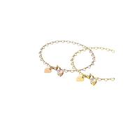 Purelei Endless Love - Juego de 2 pulseras con eslabones en forma de corazón y circonitas cúbicas - Acero inoxidable ajustable 19 cm - oro/plata/oro rosa, 19 cm, Acero inoxidable, Ágata