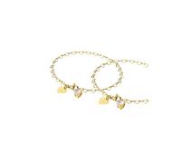 Purelei Endless Love - Juego de 2 pulseras con eslabones en forma de corazón y circonitas cúbicas - Acero inoxidable ajustable 19 cm - oro/plata/oro rosa, 19 cm, Acero inoxidable, Ágata