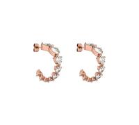 Purelei® Evermore - Pendientes de aro elegantes con circonitas en forma de corazón, acero inoxidable chapado en oro de 18 quilates, plata, oro rosa, Normal, Acero inoxidable, Abulón