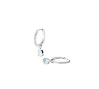 Purelei Felice Bluemarine - Pendientes de aro con circonitas blancas y colgante de aguamarina, acero inoxidable chapado en oro de 14 K, elegante acento de color con ligereza marítima, Normal, Acero