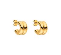 Purelei Flow - Pendientes de aro de acero inoxidable con forma fluida, resistentes al agua y modernos, disponibles en oro, plata, oro rosa o bicolor, Normal, Acero inoxidable, Abalone