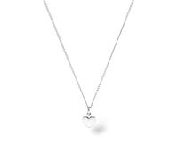 Purelei Heart Charm - Collar para mujer de acero inoxidable chapado en plata, con colgante de corazón, ajustable de 50 a 55 cm