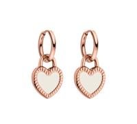 Purelei Heart Charm - Pendientes de aro de acero inoxidable con colgante de corazón en ambos lados en blanco y negro, resistentes al agua, diseño atemporal, color dorado, plateado o rosa, Normal
