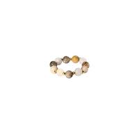 Purelei® Island Dawn - Anillo flexible para mujer, con piedras preciosas auténticas y perlas de metal, chapado en oro de 18 quilates, plata o oro rosa, joyería bohemia, tallas S/M y M/L, S/M, Acero