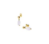 Purelei® Island Dawn - Pendientes de tuerca con ágata azul, acero inoxidable chapado en oro de 18 quilates, estilo minimalista, 16 mm, piedra natural delicada para mayor claridad y ligereza, Normal
