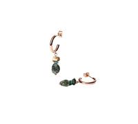 Purelei® Island Dream Pendientes - Aro con Amazonita, Ágata Verde y Jade de Albita - Acero Inoxidable 18K bañado en oro - Pendientes colgantes para mujer 37 mm - Estilo Boho veraniego, Normal, Acero