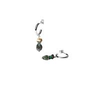 Purelei® Island Dream - Pendientes de aro con amazonita, ágata verde y jade albite, acero inoxidable chapado en oro de 18 quilates, 37 mm, estilo bohemio veraniego, Normal, Acero inoxidable, Abulón