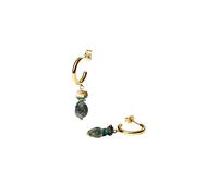 Purelei® Island Dream - Pendientes de aro con amazonita, ágata verde y jade de albita, acero inoxidable bañado en oro de 18 quilates, 37 mm, estilo bohemio de verano, Normal, Acero inoxidable, abulón