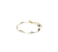Purelei® Island Dream - Tobillera con ópalo, amazonita, ágata y ágata musgosa, acero inoxidable chapado en oro de 18 quilates, pulsera ajustable para mujer, 21 - 25 cm, aspecto de verano delicado