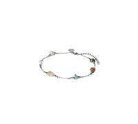 Purelei® Island Dream - Tobillera con ópalo, amazonita, ágata y ágata musgosa, acero inoxidable chapado en oro de 18 quilates, pulsera ajustable para mujer, 21 - 25 cm, aspecto de verano delicado