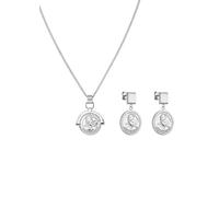 Purelei® Juego de collar y pendientes con colgante de moneda de acero inoxidable chapado en oro de 18 quilates, inspirados en la reina Kapian olani, 40/45 cm, Acero inoxidable, Ágata