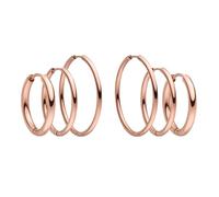 PURELEI® Juego de pendientes Echo (oro, plata, oro rosa), juego de pendientes de aro impermeables para mujer, 3 pares de pendientes de aro de acero inoxidable, regalo para mujeres, diferentes tamaños,