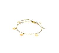 Purelei® Kalea Tobillera para mujer, acero inoxidable chapado en oro de 18 quilates, con 5 colgantes de símbolo, ajustable de 21 a 25 cm, resistente al agua, Eine Grösse, Acero inoxidable, Ágata