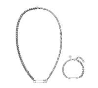 Purelei® Kipi - Juego de joyas unisex (oro, plata, oro rosa) de acero inoxidable duradero, resistente al agua, collar y pulsera con alfiler para hombre y mujer, Acero inoxidable, No es una piedra