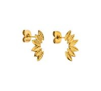Purelei Leaf - Pendientes resistentes al agua | Pendientes con diseño de hojas de acero inoxidable | chapado en oro de 14 K y plata y oro rosa de 18 K | Pendientes naturales elegantes, Normal, Acero