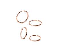 Purelei Lovely Glitter - Juego de pendientes para mujer, 2 pares de pendientes de aro (chapados en oro o plata), pequeñas circonitas y aros grandes lisos, impermeables, hipoalergénicos, Normal, Acero