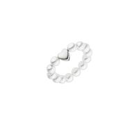 Purelei Lovely Ring - Elastischer Perlenring mit Herz - Anxiety Fidget Anillo para mujer - Perlas de concha & acero inoxidable - Tallas S/M/L - Chapado en oro de 18K - Joyería hecha a mano, S, Acero