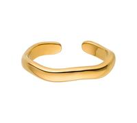 Purelei® Nakuna - Anillo para mujer (oro, plata, rosa), chapado en oro de 18 quilates, resistente al agua, diseño curvado, tamaño ajustable, regalo para mujer, S/M, Acero inoxidable