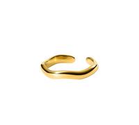 Purelei Nakuna - Anillo para mujer (oro, plata, rosa), chapado en oro de 18 quilates, resistente al agua, diseño curvado, tamaño ajustable, regalo para mujer, S/M, Metal precioso