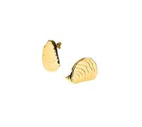 Purelei Ocean Whisper - Pendientes de tuerca con diseño de concha, acero inoxidable chapado en oro de 18 quilates, 9,5 g (par), combinables con cadena y pulsera, resistentes al agua, Normal, Acero