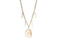 Purelei Opulent Shell - Collar de perlas de agua dulce - chapado en oro de 18 quilates - Acero inoxidable - Elegante concha - Accesorio de verano para mujer - Longitud 35/40/45 cm, Länge: 35-45 cm