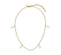 Purelei Pearl Drop - Collar de perlas (oro, plata, oro rosa), resistente al agua, collar de perlas para mujer, elegante collar de acero inoxidable, regalo para mujeres, 35-40 cm de longitud ajustable