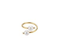 Purelei Pearl Muse - Anillo de perlas de agua dulce, acero inoxidable chapado en oro, tamaño ajustable, S/M y M/L, brillo natural, Eine Grösse, Acero inoxidable, Ágata