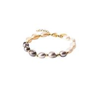 Purelei Pearly - Pulsera ajustable con perlas de agua dulce Keshi auténticas en blanco, gris, negro y rosa - Acero inoxidable chapado en oro de 18 quilates, chapado en oro rosa o plata, Eine Grösse
