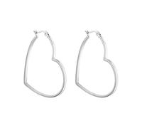 PURELEI Pendientes Big Love (oro, plata, oro rosa), resistentes al agua para mujer, pendientes de aro en forma de corazón, pendientes de aro de acero inoxidable, regalo para mujeres, 44,5 x 42 mm