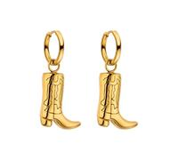 Purelei Pendientes Boots - resistentes al agua | Pendientes de aro con colgante de barco vaquero de acero inoxidable | chapado en oro de 14 K, plata y oro rosa de 18 quilates | pendientes modernos