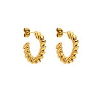 Purelei Pendientes de aro Big Leaf de acero inoxidable con aspecto de hoja estructurada, resistentes al agua y duraderos, aspecto moderno, en oro, plata u oro rosa, Normal, Acero inoxidable, Abalone