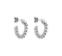 Purelei Pendientes de aro Big Leaf de acero inoxidable con aspecto de hoja estructurada, resistentes al agua y duraderos, aspecto moderno, en oro, plata u oro rosa, Normal, Acero inoxidable, Abalone