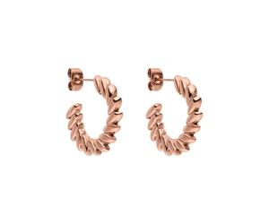 Purelei Pendientes de aro Big Leaf de acero inoxidable con aspecto de hoja estructurada, resistentes al agua y duraderos, aspecto moderno, en oro, plata u oro rosa, Normal, Acero inoxidable, Abalone