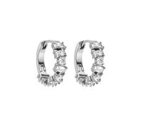 Purelei® Pendientes de aro Chic - Acero inoxidable chapado en oro de 18 K / chapado en oro rosa o plata - 17 mm de diámetro - con brillantes circonitas blancas - Pendientes para mujer, Normal, Acero