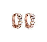 Purelei® Pendientes de aro Chic - Acero inoxidable chapado en oro de 18 K / chapado en oro rosa o plata - 17 mm de diámetro - con brillantes circonitas blancas - Pendientes para mujer, Normal, Acero