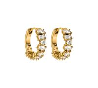 Purelei® Pendientes de aro Chic - Acero inoxidable chapado en oro de 18 K / chapado en oro rosa o plata - 17 mm de diámetro - con brillantes circonitas blancas - Pendientes para mujer, Normal, Acero