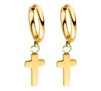 PURELEI® Pendientes de aro cruzado (oro) para mujer, de acero inoxidable duradero, resistente al agua, 13,9 mm de diámetro, Plata de ley