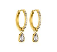 Purelei® Pendientes de aro elegantes y vintage para mujer, chapado en oro de 18 quilates, circonita cúbica, acero inoxidable (15,6 mm), joyería para mujer, normal, acero inoxidable, abulón, Normal,