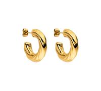 PURELEI Pendientes de aro glamorous, de acero inoxidable resistente al agua, diseño brillante en oro, plata u oro rosa, Normal, Acero inoxidable, Abalone