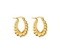 PURELEI Pendientes de aro Glowy con forma de corazón, resistentes al agua, de acero inoxidable, acabado brillante, diseño moderno, disponible en oro, plata u oro rosa, Normal, Acero inoxidable