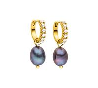 Purelei® - Pendientes de aro Pearly para mujer - Acero inoxidable chapado en oro de 18 quilates/rosa/plata - con perlas Keshi brillantes y perlas de cristal - Pendientes de 15 mm de diámetro - Joyas