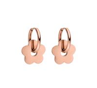 Purelei Pendientes de aro pequeños con colgante de flor, de acero inoxidable resistente al agua, chapado en oro de 14 K, plata y oro rosa de 18 quilates, Normal, Acero inoxidable, Abalone