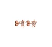 PURELEI Pendientes de tortuga blanca (oro, plata, oro rosa), resistentes al agua, diseño de tortuga, de acero inoxidable con piedras preciosas, regalo para mujeres, 9 mm, Acero inoxidable, Crystal