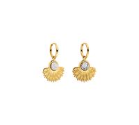 Purelei Eldorado - Pendientes de aro resistentes al agua | Pendientes de aro con colgante de diafragma y piedra de acero inoxidable | chapado en oro de 14 K, plata y oro rosa de 18 quilates |