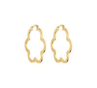Purelei® Pendientes elegantes con diseño de flores, chapados en oro de 18 quilates, acero inoxidable (41 mm), Normal, Acero inoxidable, Abulón