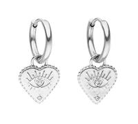 Purelei Pendientes Heart Eye - resistentes al agua | Pequeños pendientes de aro con colgante en forma de corazón y circonitas brillantes | acero inoxidable y chapado en oro de 18 K | símbolo de amor