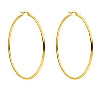 PURELEI® Pendientes Hoops (oro, plata, oro rosa), pendientes impermeables para mujer, pendientes de aro de acero inoxidable, regalo para mujeres, 63 mm de diámetro, Acero inoxidable, Sin piedra