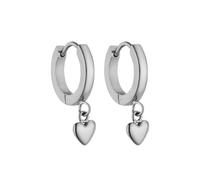 PURELEI® Pendientes Lovely Heart (plata, oro rosa), pendientes de mujer de lujo de acero inoxidable, resistentes al agua con colgantes de corazón, 13 mm de diámetro, Acero inoxidable, Sin piedra