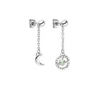 Purelei Universe - Pendientes de aro resistentes al agua con cadenas desmontables, luna falciforme y colgante de galaxia, acero inoxidable y chapado en oro de 18 quilates, símbolo de magia, armonía y