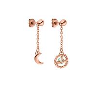 Purelei Universe - Pendientes de aro resistentes al agua con cadenas desmontables, luna falciforme y colgante de galaxia, acero inoxidable y chapado en oro de 18 quilates, símbolo de magia, armonía y